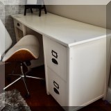 F59. Pottery Barn white painted desk. Sagging top. 31”h x 60”w x 22”d - $175 